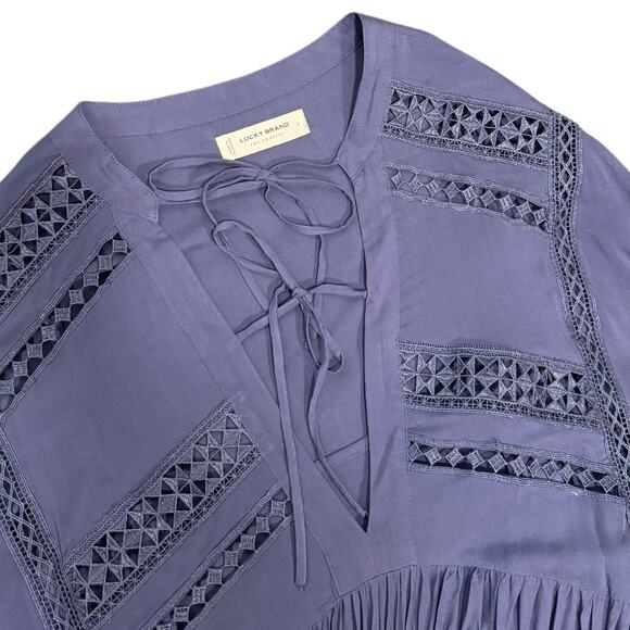 Lucky Brand Lace Inset Dress in Nightshadow Blue - Size Large - Picture 6 of 8